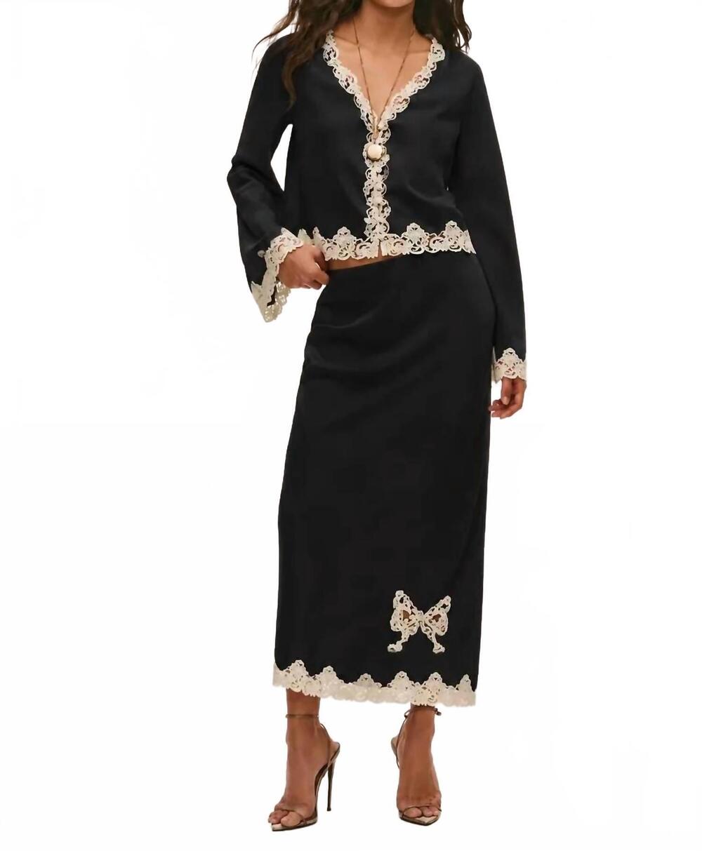 NEW LOVESHACKFANCY women's avelaine skirt in black